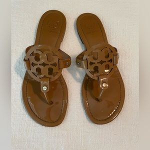 Tory Burch Miller sandals (patent, tan, 8)